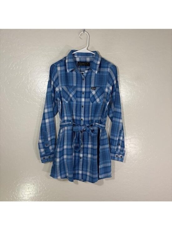 Dixxon Flannel Co. Dresses & Skirts - Dixxon Flannel Co. Shirt Dress Womens Small Blue Plaid Belted Long Sleeve